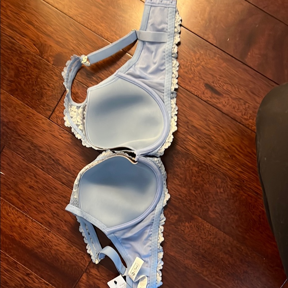 Helena Blue and White Lace Trim Bra - Picture 3 of 3